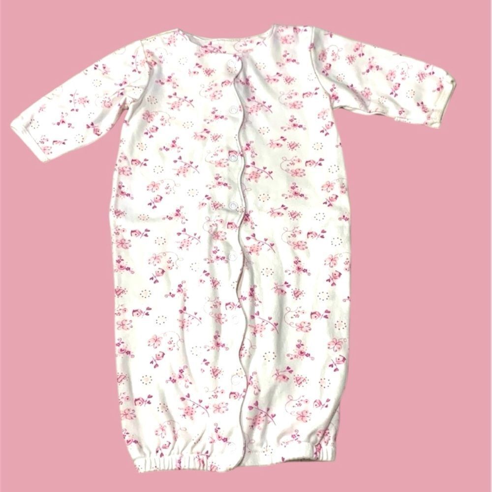 Vitamins Baby Infant Baby Sleepwear White Pink Floral Sleeper Sack Mittens 0-6M